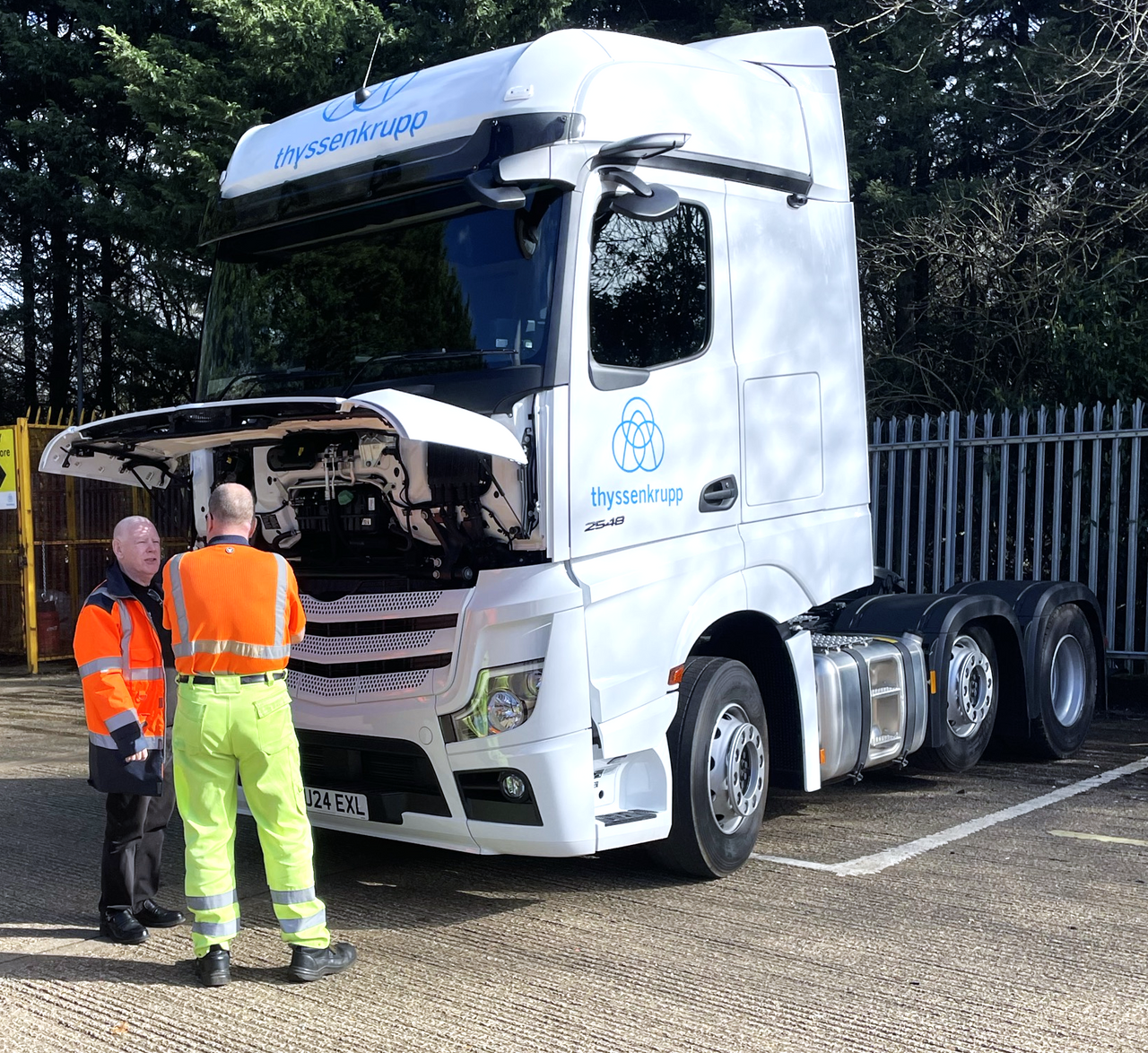 thyssenkrupp truck in the UK that already uses vegetable oil instead of diesel